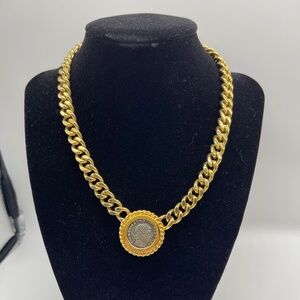 Vintage Ciner Roman Coin Necklace and Earring Set - Signed